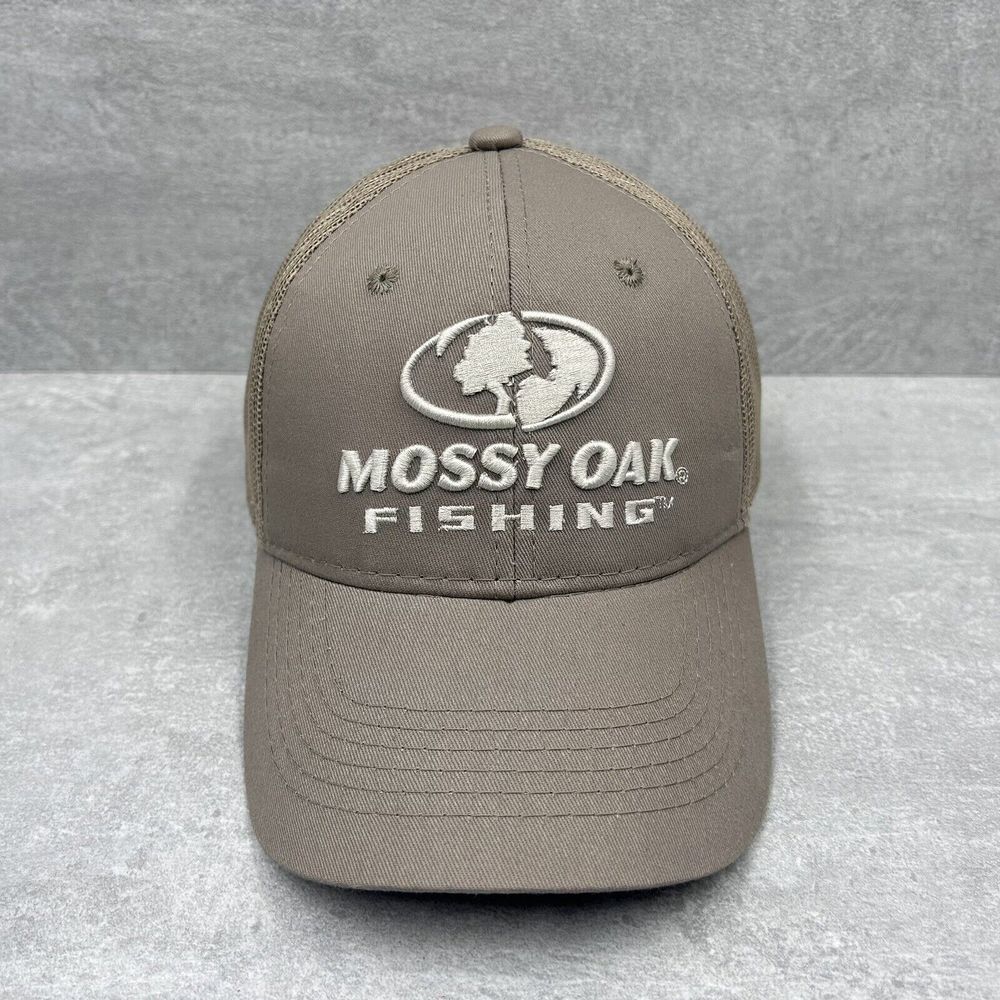 MOSSY OAK Fishing Hat Baseball Ball Cap Adjustable SNAPBACK Gray Mesh Back